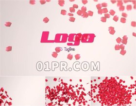 Pr红玫瑰花瓣Logo模板 鲜花情人节爱情婚礼婚庆标志演绎 Pr素材